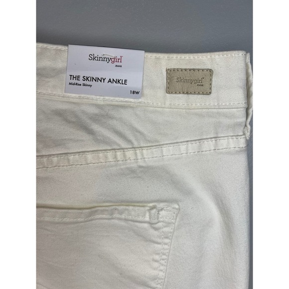 NWT Skinny Girl Skinny Ankle Mid Rise Jeans, White, Plus Size 18W - Picture 5 of 10